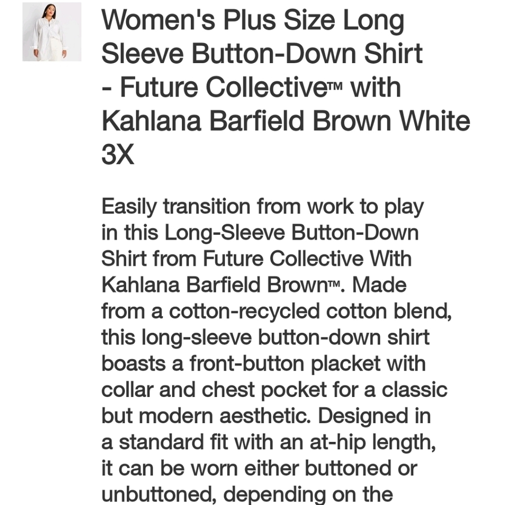 Women’s White Button-Down Shirt - Classic Oversized Button Front - Picture 4 of 16